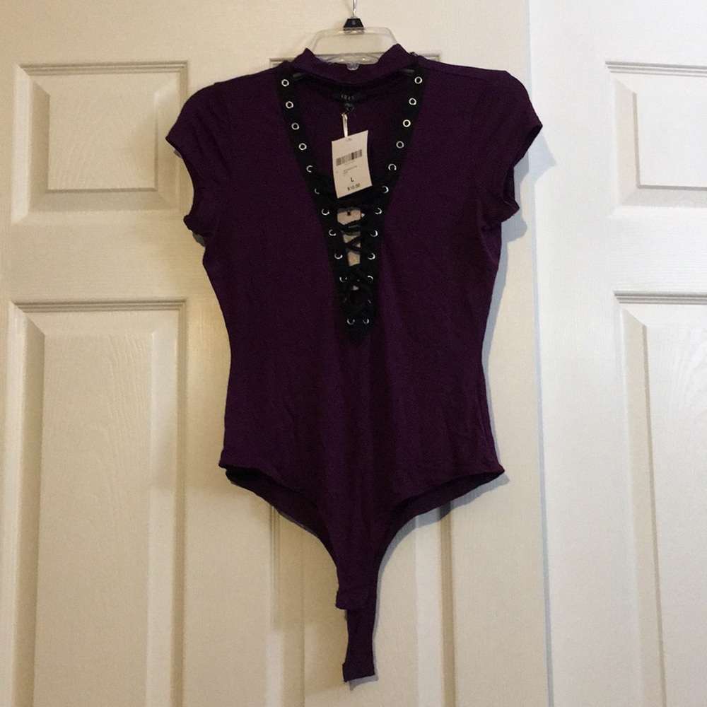Purple Lace up  Body suit